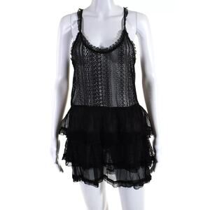 Kimchi Blue Sexy Racerback Tiered Lace Sleeveless Mini Dress Black Size large